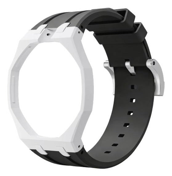Noir Blanc two-tone black and white sport rubber strap and wrist adapter for the Royal Pop pocket watch