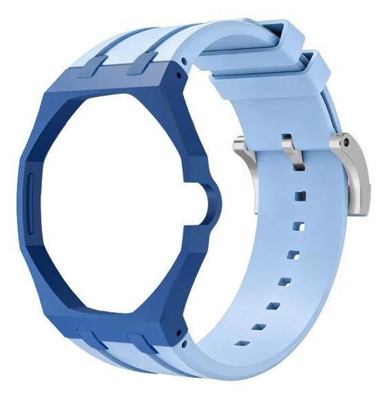Lan Ba Soleil two-tone blue and yellow sport rubber strap and wrist adapter for the Royal Pop pocket watch