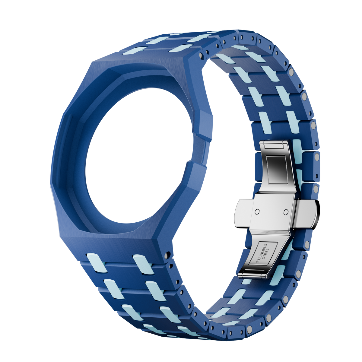 Marine Ciel two-tone navy and light blue ceramic strap and wrist adapter for the Royal Pop pocket watch
