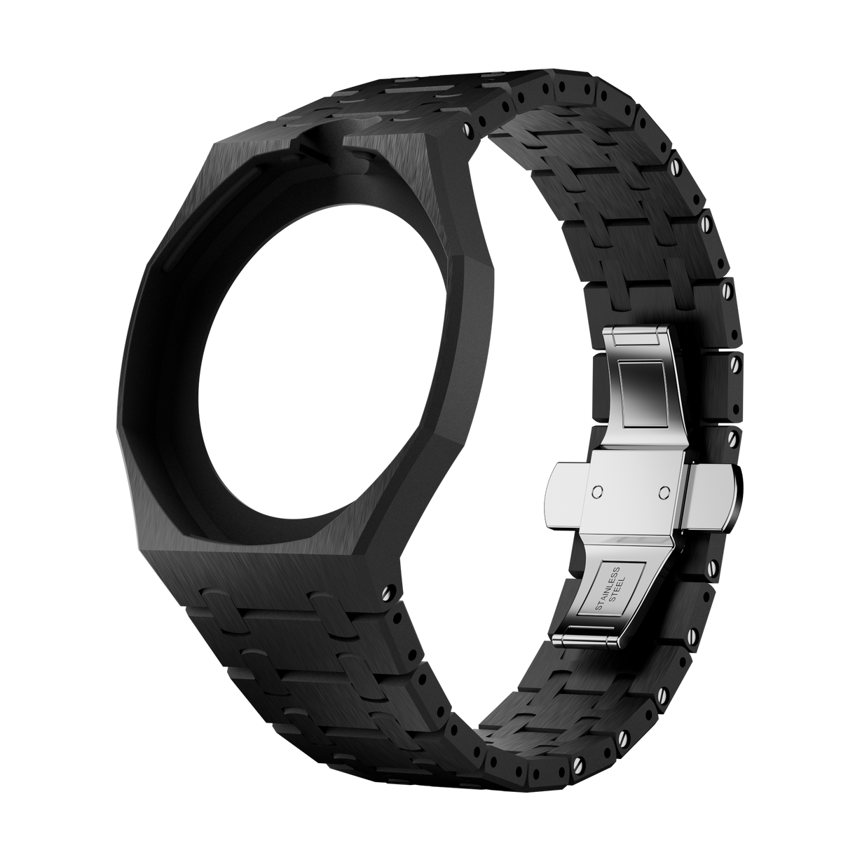 Graphite Noir ceramic strap and wrist adapter for the Royal Pop pocket watch — side profile