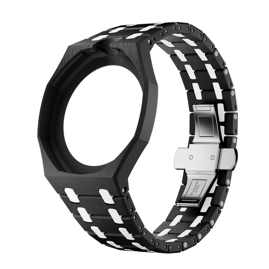 Noir Blanc two-tone black and white ceramic strap and wrist adapter for the Royal Pop pocket watch