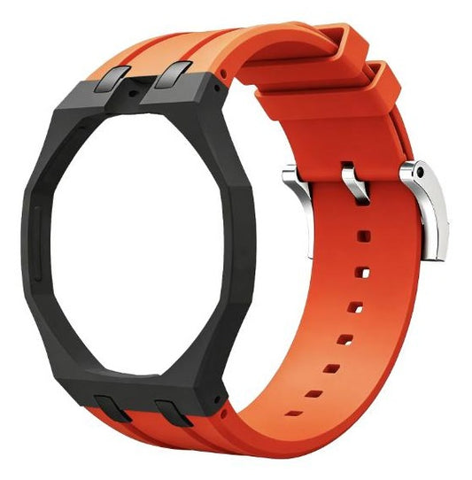 Nero Arancio two-tone black and orange sport rubber strap and wrist adapter for the Royal Pop pocket watch