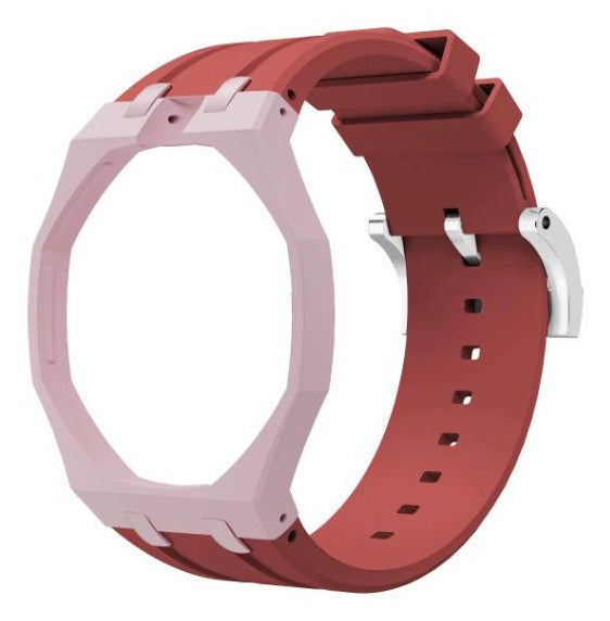Rose Rouge two-tone pink and red sport rubber strap and wrist adapter for the Royal Pop pocket watch