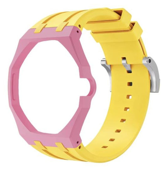 Rosa Gialla two-tone rose and yellow sport rubber strap and wrist adapter for the Royal Pop pocket watch