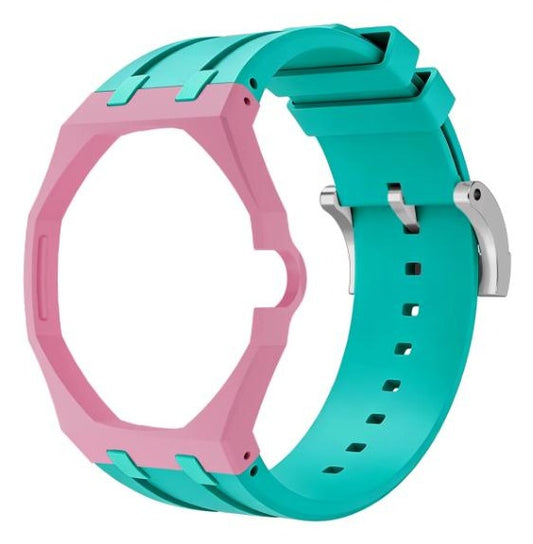 Rose Teal two-tone pink and teal sport rubber strap and wrist adapter for the Royal Pop pocket watch