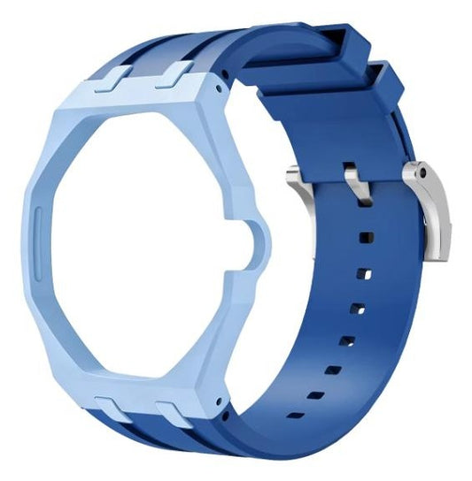 Ciel Lan Ba two-tone sky and royal blue sport rubber strap and wrist adapter for the Royal Pop pocket watch