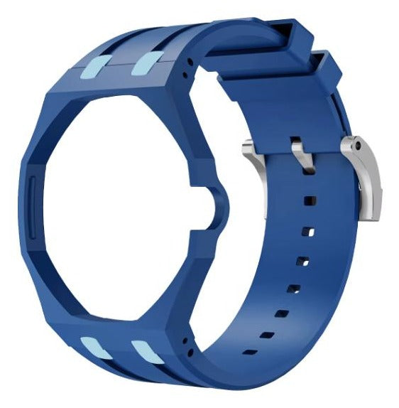 Lan Ba Ciel two-tone royal and sky blue sport rubber strap and wrist adapter for the Royal Pop pocket watch