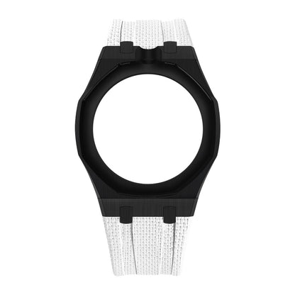 Black Open-Bezel Metal + FKM Royal Pop wrist adapter — White / 12 o'clock