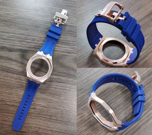 Rose Gold Tone Open-Bezel Metal + FKM Royal Pop wrist adapter — view 2
