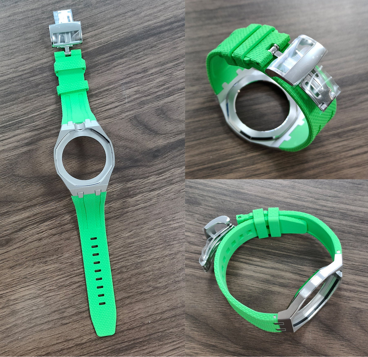 Silver Open-Bezel Metal + FKM Royal Pop wrist adapter — view 2