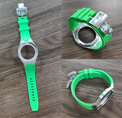 Silver Open-Bezel Metal + FKM Royal Pop wrist adapter — view 2